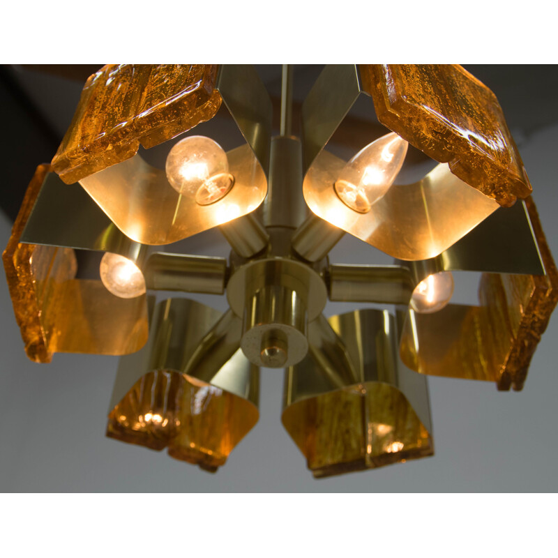Vintage brass and resin chandelier, 1960