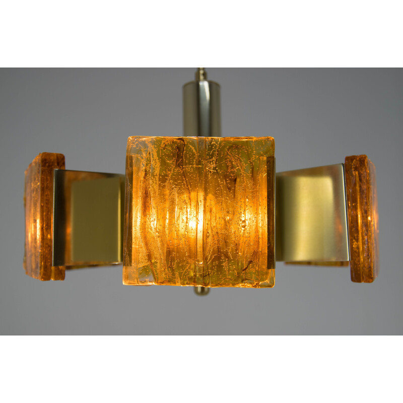 Vintage brass and resin chandelier, 1960