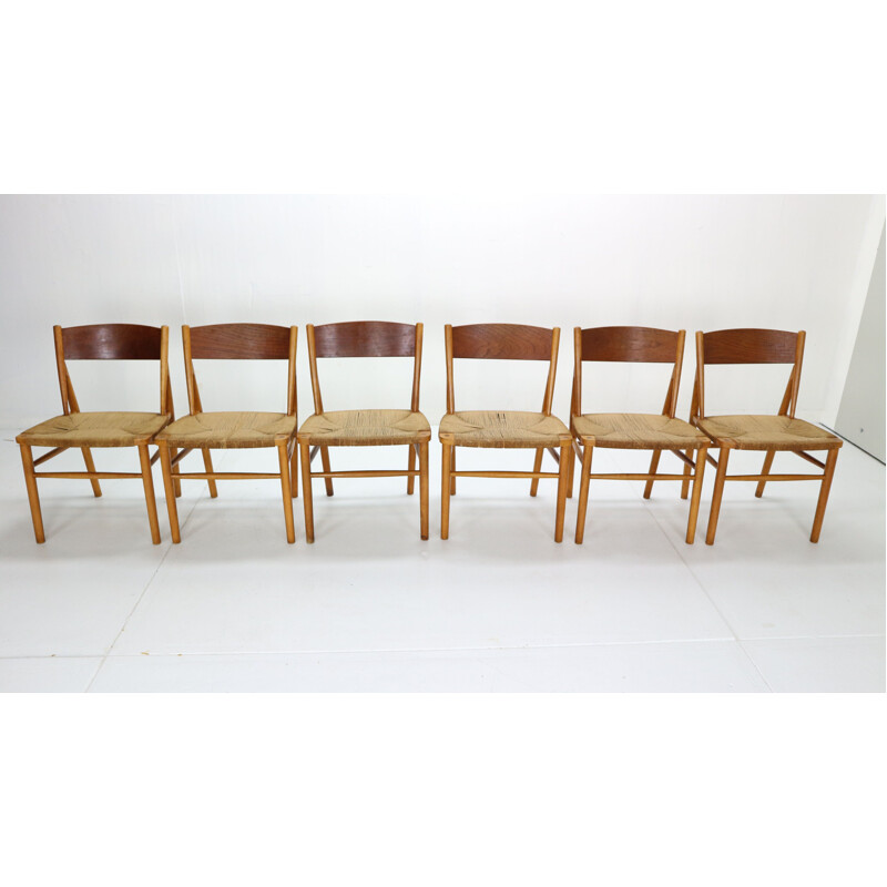 Set of 6 vintage Dinning Room Chairs 'Model 157' Børge Mogensen for Søborg Møbler, 1950