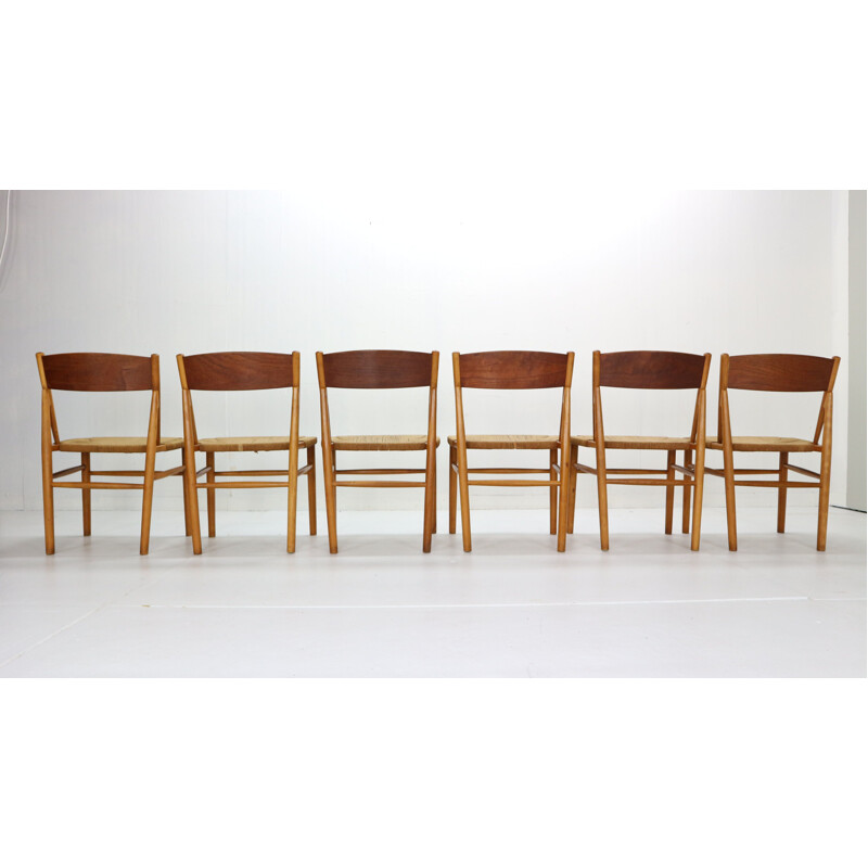 Set of 6 vintage Dinning Room Chairs 'Model 157' Børge Mogensen for Søborg Møbler, 1950