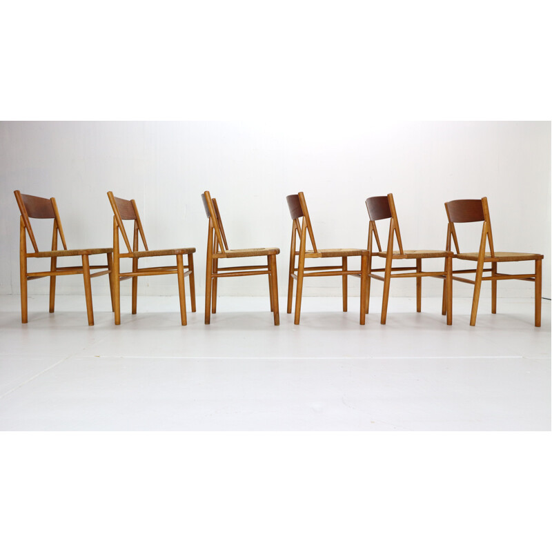 Set of 6 vintage Dinning Room Chairs 'Model 157' Børge Mogensen for Søborg Møbler, 1950