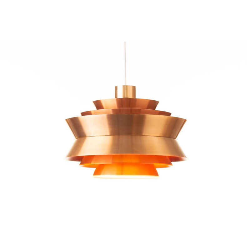 Vintage copper colored Carl Thore Trava pendant lamp, Granhaga Sweden, 1960s