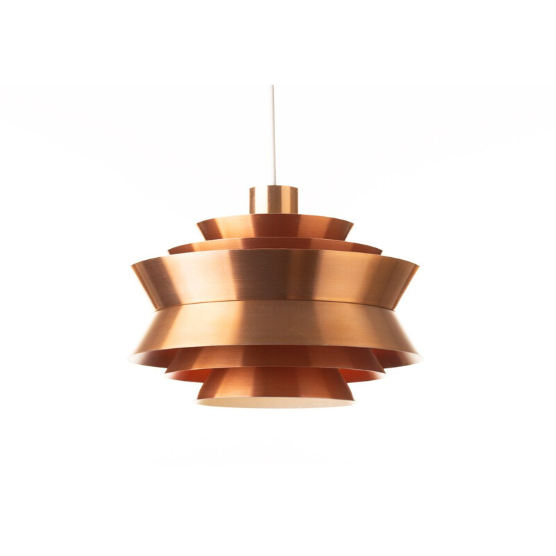 Vintage copper colored Carl Thore Trava pendant lamp, Granhaga Sweden, 1960s