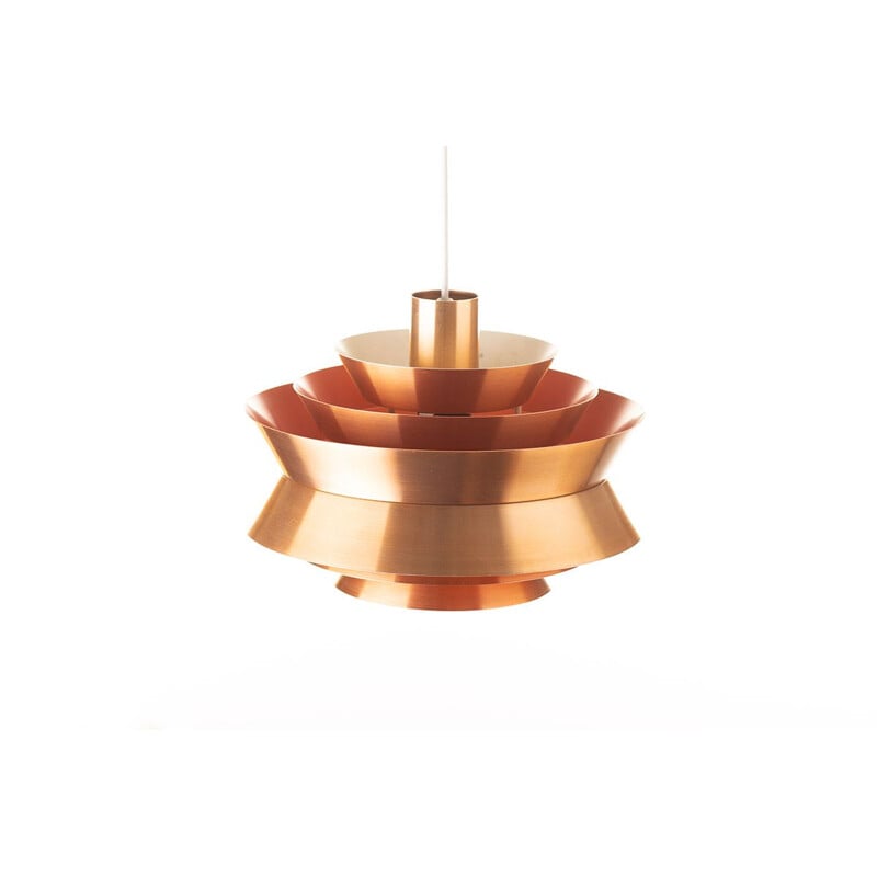 Vintage copper colored Carl Thore Trava pendant lamp, Granhaga Sweden, 1960s