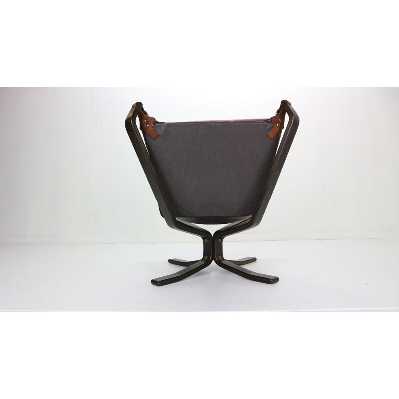 Vintage Leather Lounge Chair for Vatne Møbler Sigurd Ressell Falcon Brown Norway 1970