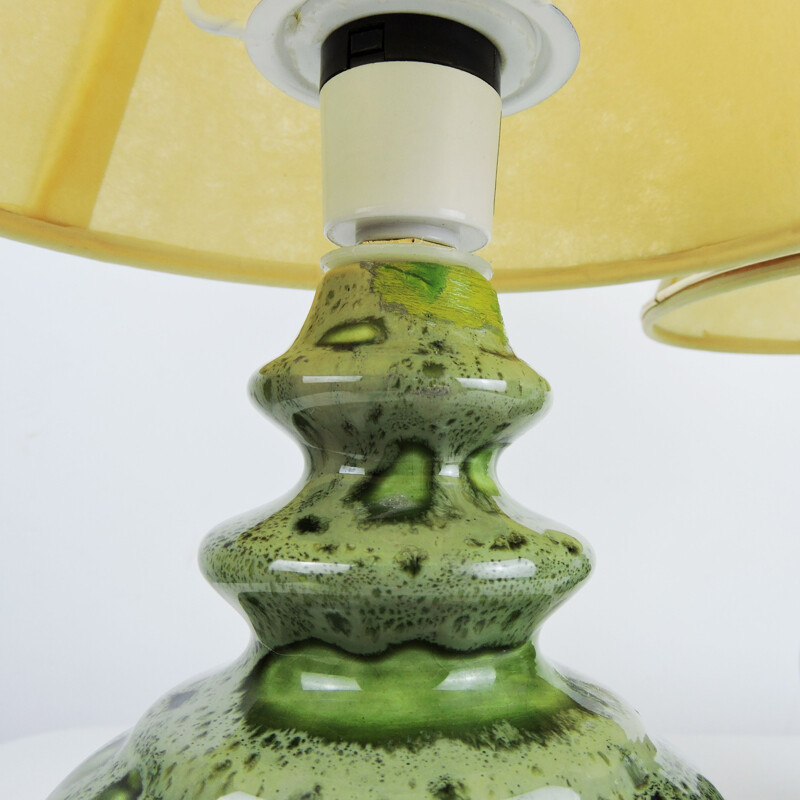 Pair of vintage Green Ceramic Table Lamps, 1970s