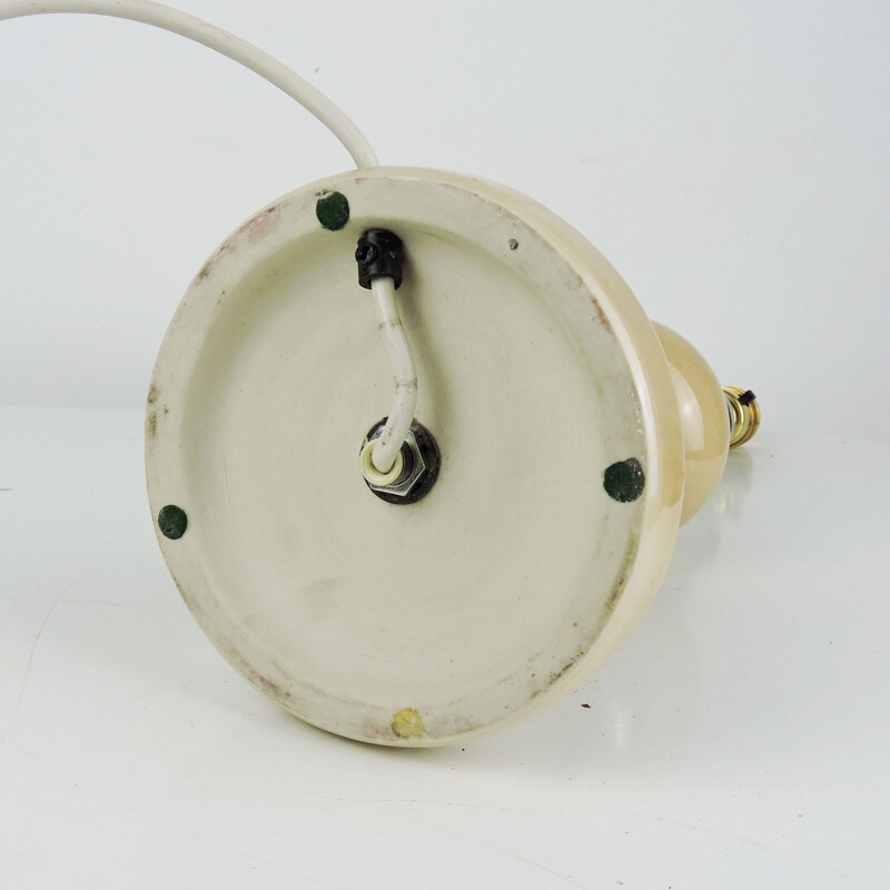 Lámpara de mesa vintage de resina de melocotón y cromo de 1970