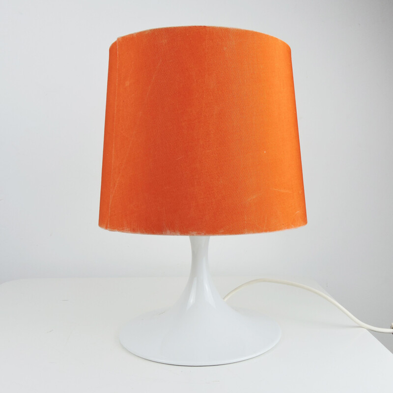 Lampe de table vintage en faïence orange et blanche de Rosenthal, 1970