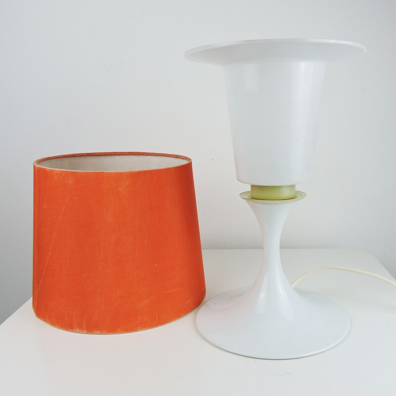 Vintage orange and white earthenware table lamp by Rosenthal, 1970