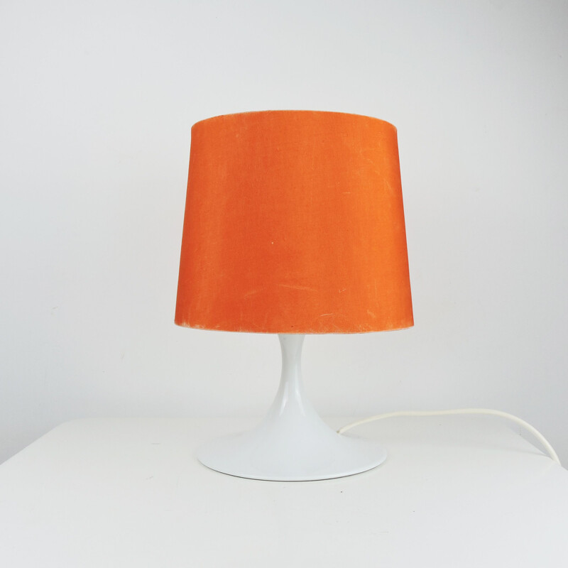 Lampe de table vintage en faïence orange et blanche de Rosenthal, 1970