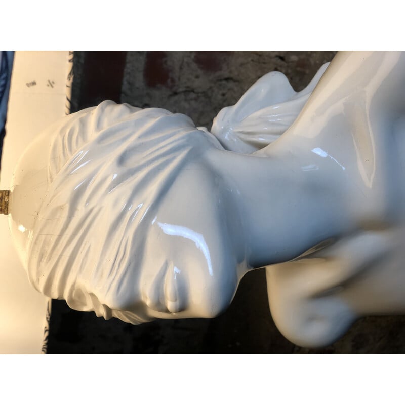 Lampe vintage buste de femme en résine 1980
