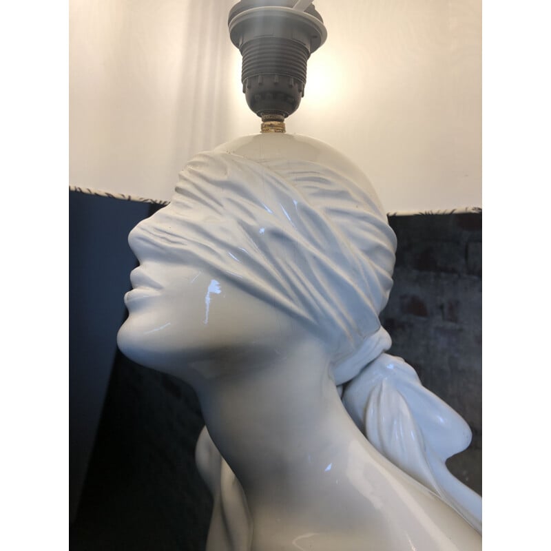 Lampe vintage buste de femme en résine 1980