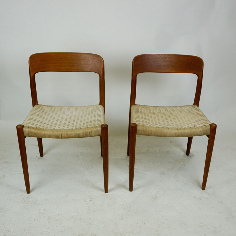 Pair of vintage Teak Dining Chairs by N. O. Moller 1960s
