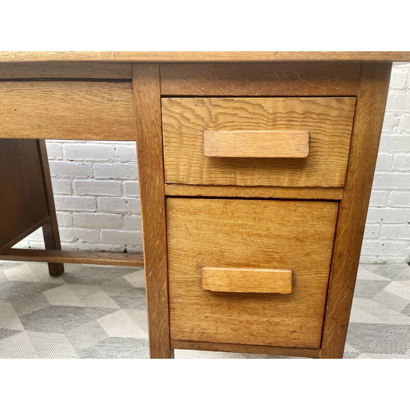 Bureau vintage en bois avec tiroirs 1960