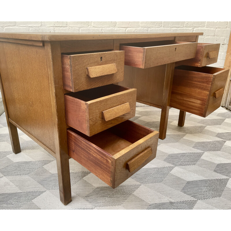 Vintage Wooden Desk with Drawers 1960s