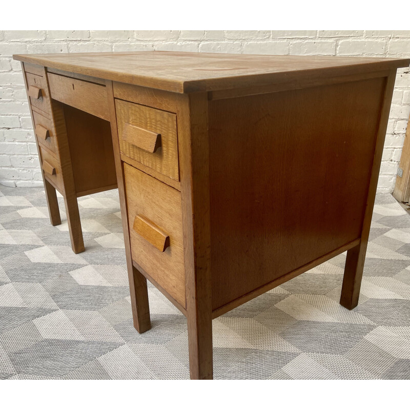 Vintage Wooden Desk with Drawers 1960s