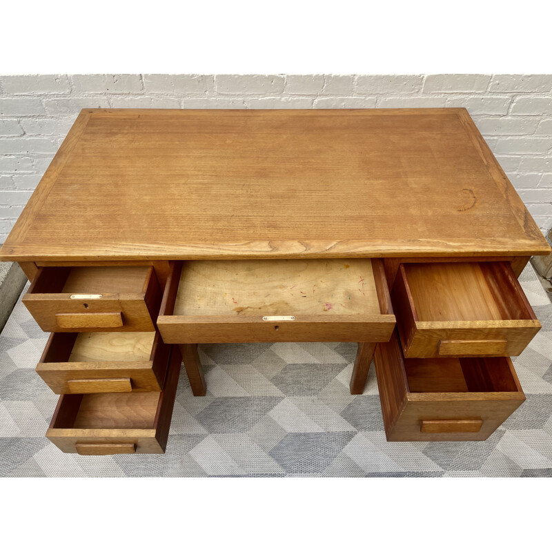 Vintage Wooden Desk with Drawers 1960s