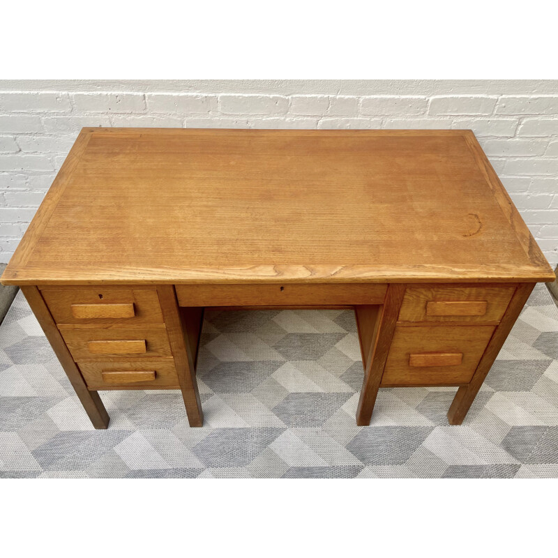 Vintage Wooden Desk with Drawers 1960s