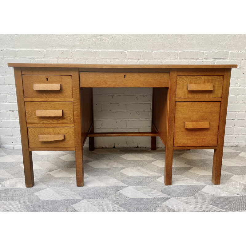 Vintage Wooden Desk with Drawers 1960s