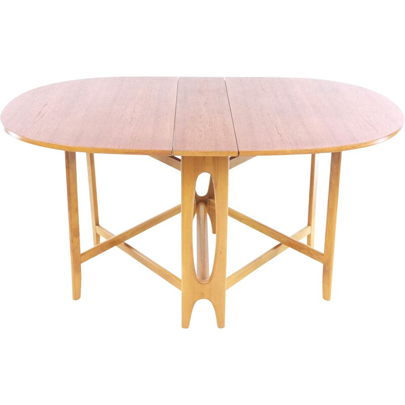 Table à manger vintage en teck, modèle "Ellipse", de Bendt Winge pour Kleppes Møbelfabrikk, Norvège 1960