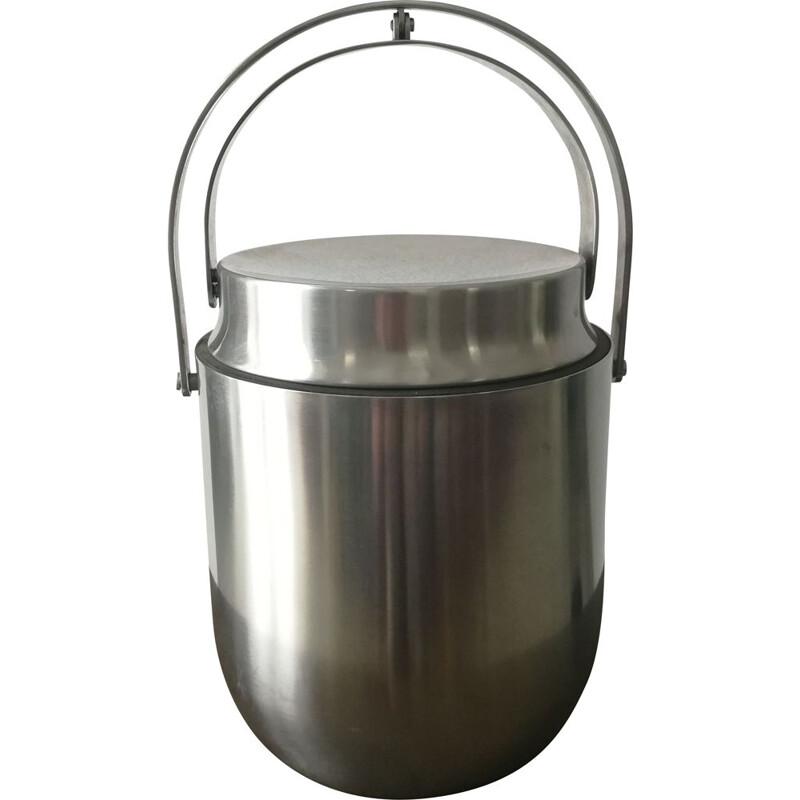 Vintage Stainless steel ice-bucket by Carlo Mazzeri for Alessi 1990s