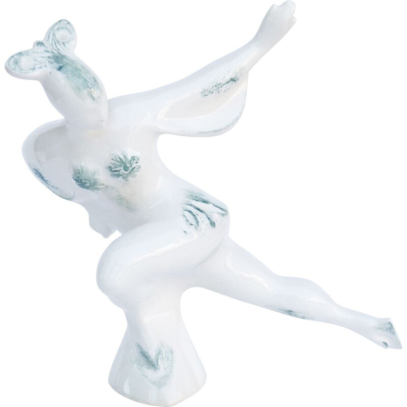 Figure de patineur vintage en porcelaine par Jiří Černoch Royal Dux Bohemia Czechoslovakia 1960