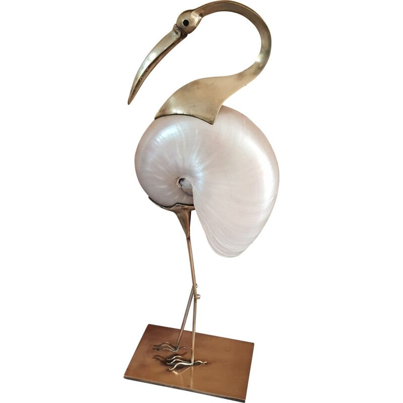 Vintage brass and mother-of-pearl bird