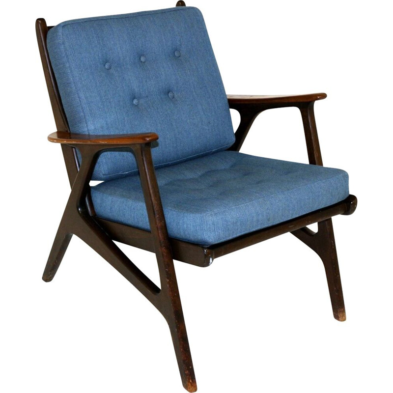 Vintage walnut and beech armchair Svegards Markaryd Sweden 1950s