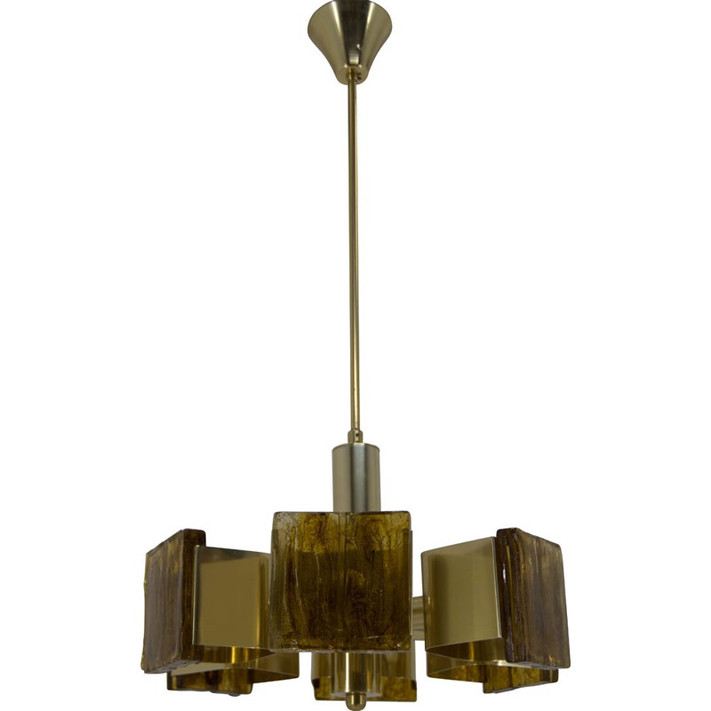 Vintage brass and resin chandelier, 1960