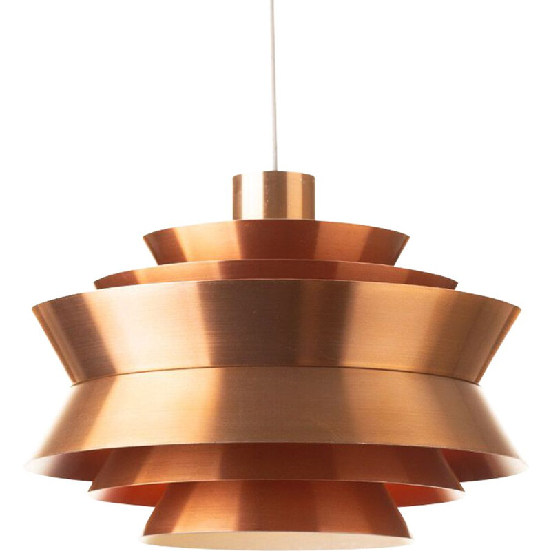 Vintage copper colored Carl Thore Trava pendant lamp, Granhaga Sweden, 1960s