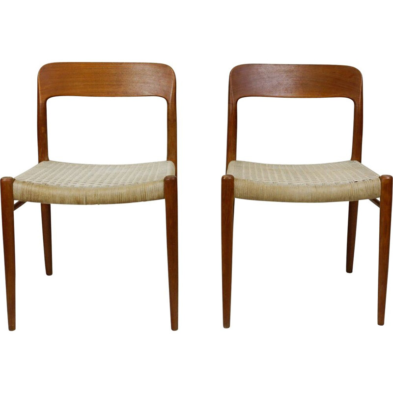 Pair of vintage Teak Dining Chairs by N. O. Moller 1960s