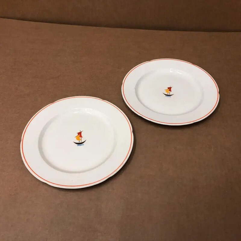 Pair of vintage Ceramic Plates by Gio Ponti for Richard Ginori 1930s