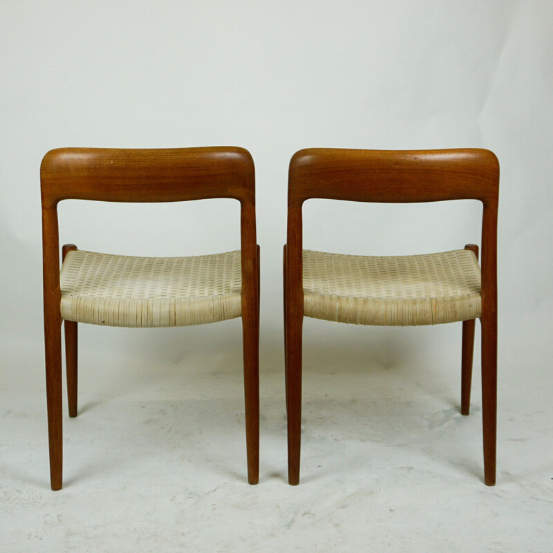 Paire de chaises vintage en teck de N. O. Moller 1960