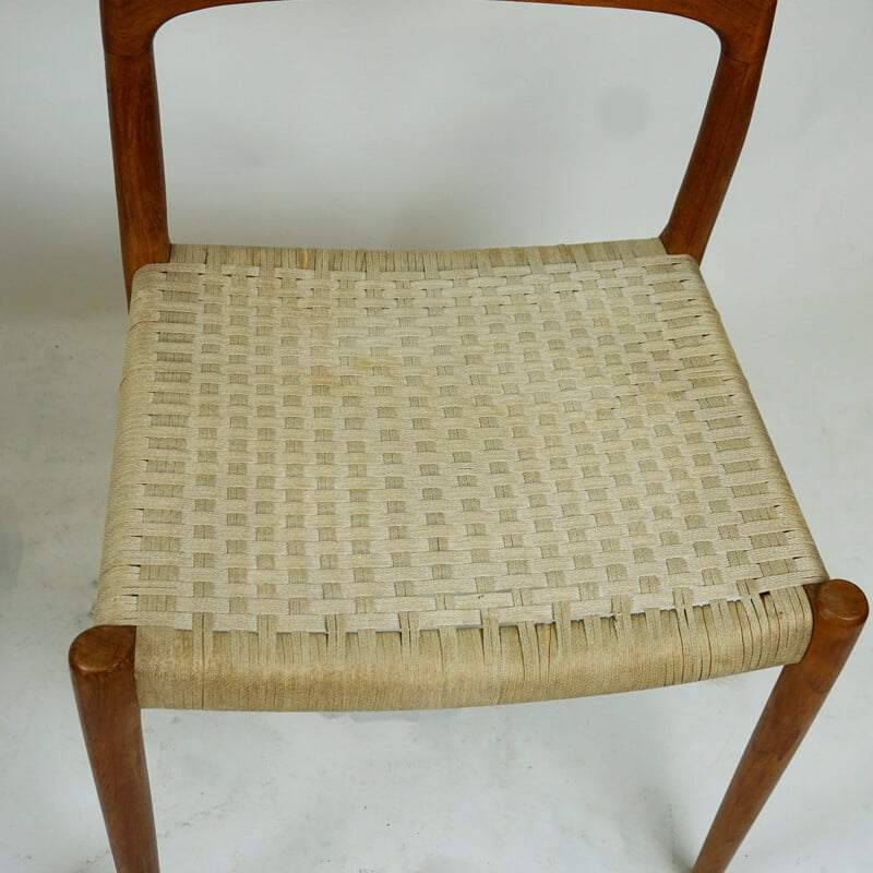 Paire de chaises vintage en teck de N. O. Moller 1960