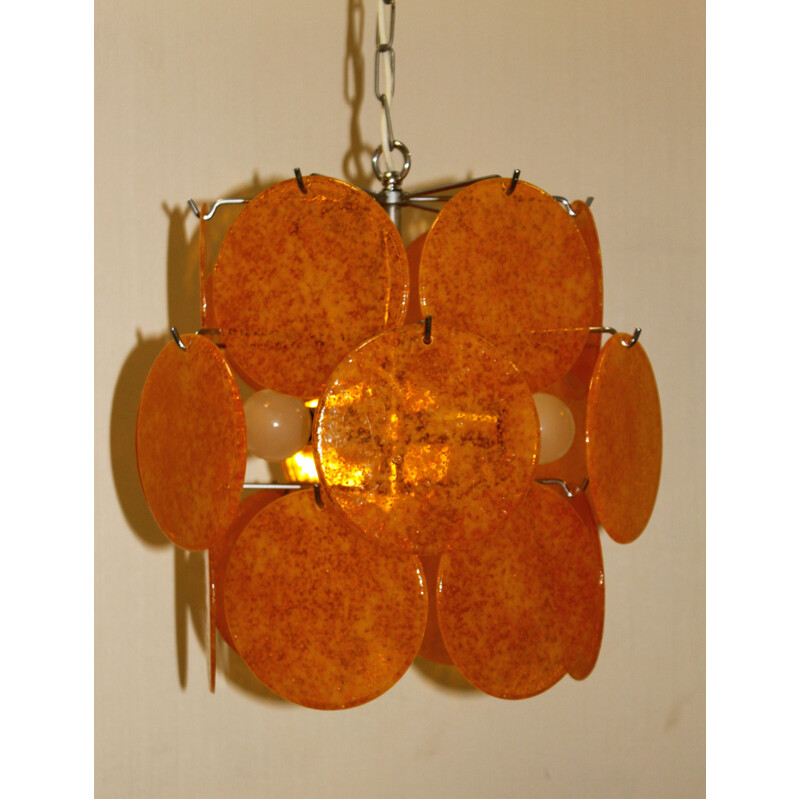 Lustre vintage disques orange 1970s