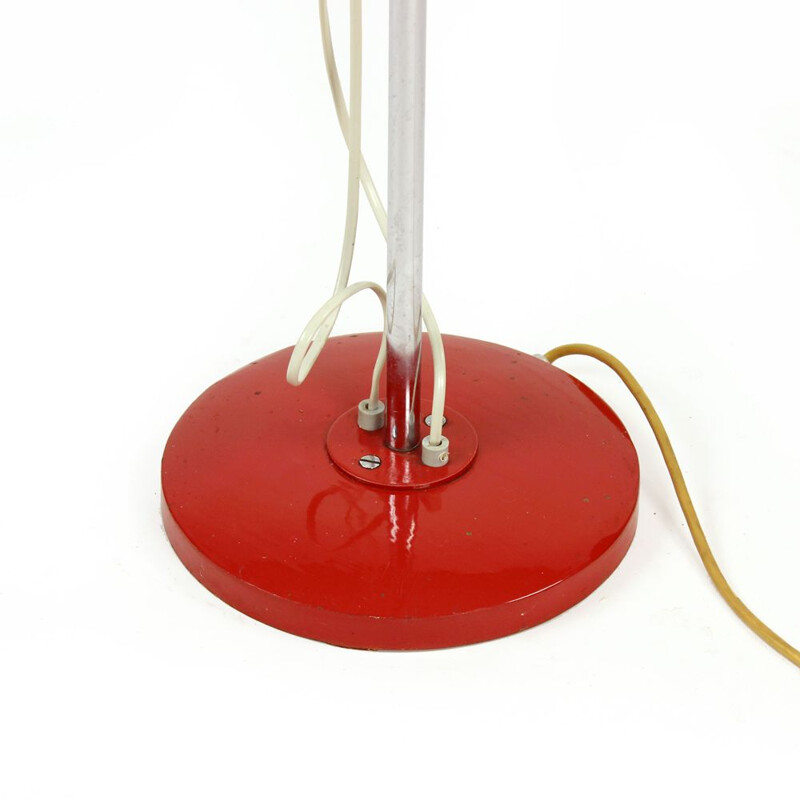 Lampadaire vintage Combi Lux en métal rouge et chrome Par Stanislav Indra Tchécoslovaquie 1970