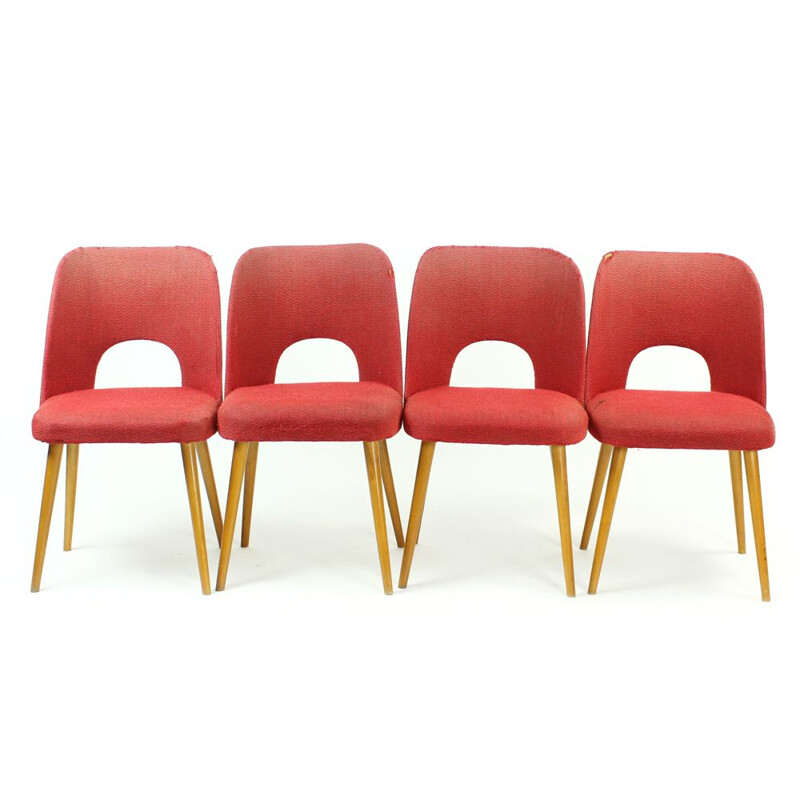 Set of 4 vintage Dining Chairs By Oswald Haerdtl For Ton Czechoslovakia 1950s