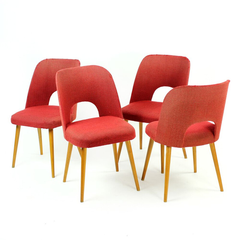 Lot de 4 chaises vintage d'Oswald Haerdtl pour la Tchécoslovaquie 1950