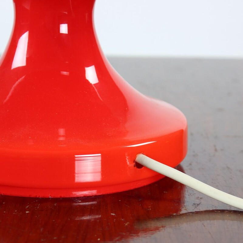 Midcentury Red Opaline Glass Table Lamp By Stefan Tabery For Opp Jihlava 1960s