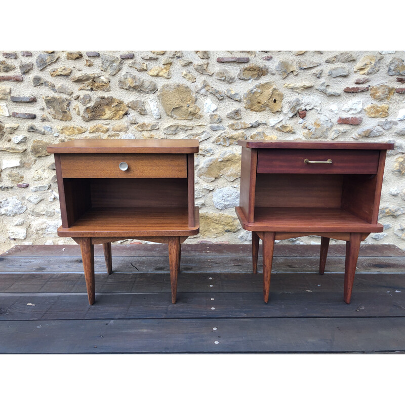 Pair of vintage bedside tables Scandinavian 1960s