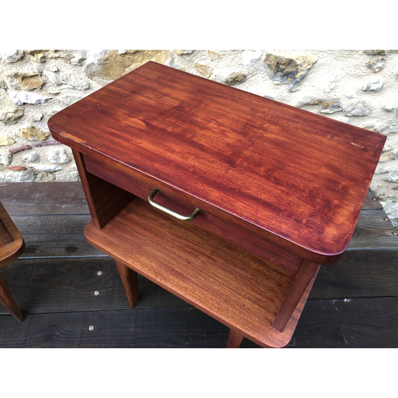 Pair of vintage bedside tables Scandinavian 1960s