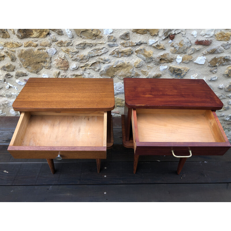 Pair of vintage bedside tables Scandinavian 1960s