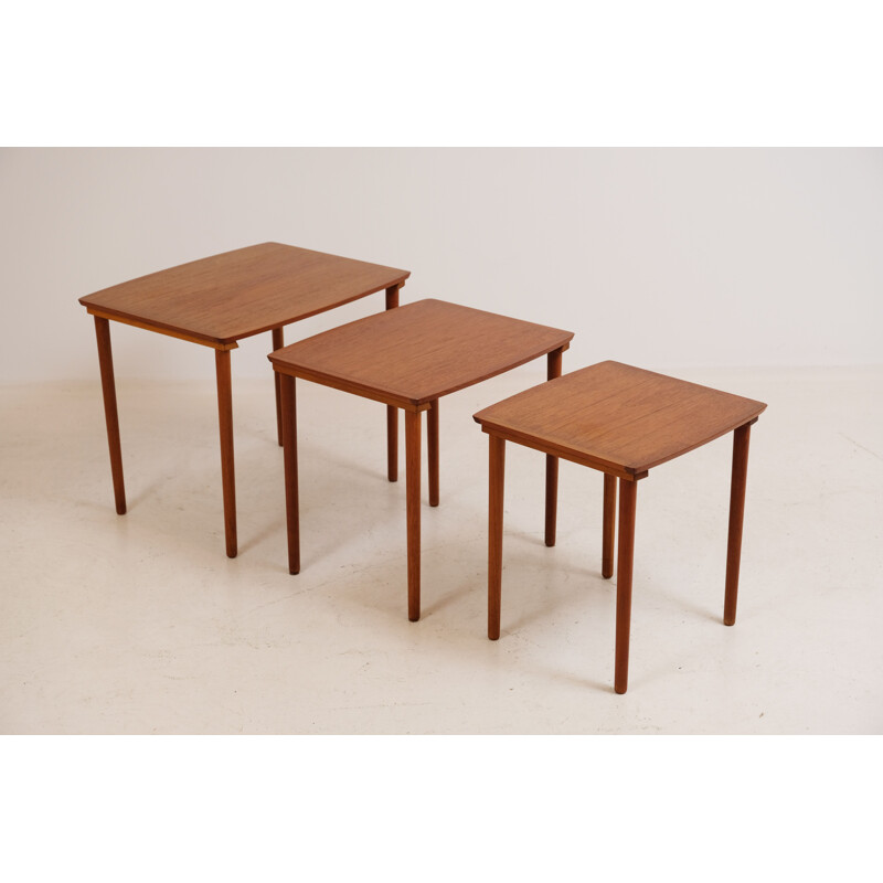 Vintage Teak Nesting Tables Mobel Intarsia Denmark 1960s