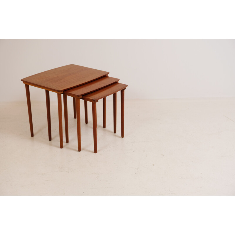 Vintage Teak Nesting Tables Mobel Intarsia Denmark 1960s