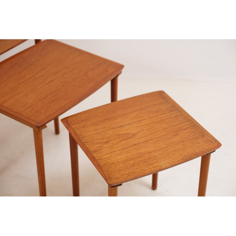 Vintage Teak Nesting Tables Mobel Intarsia Denmark 1960s