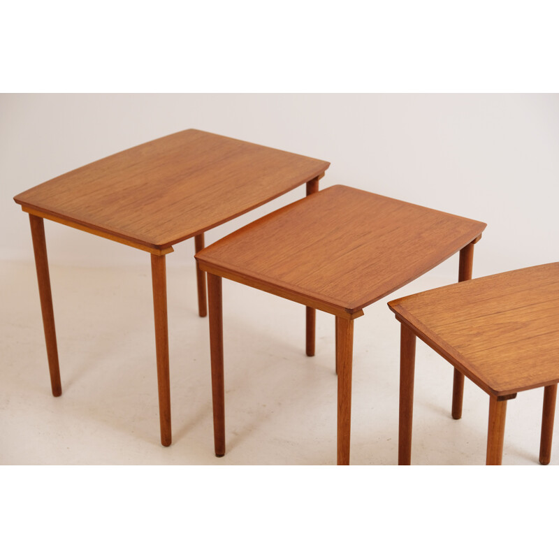 Vintage Teak Nesting Tables Mobel Intarsia Denmark 1960s