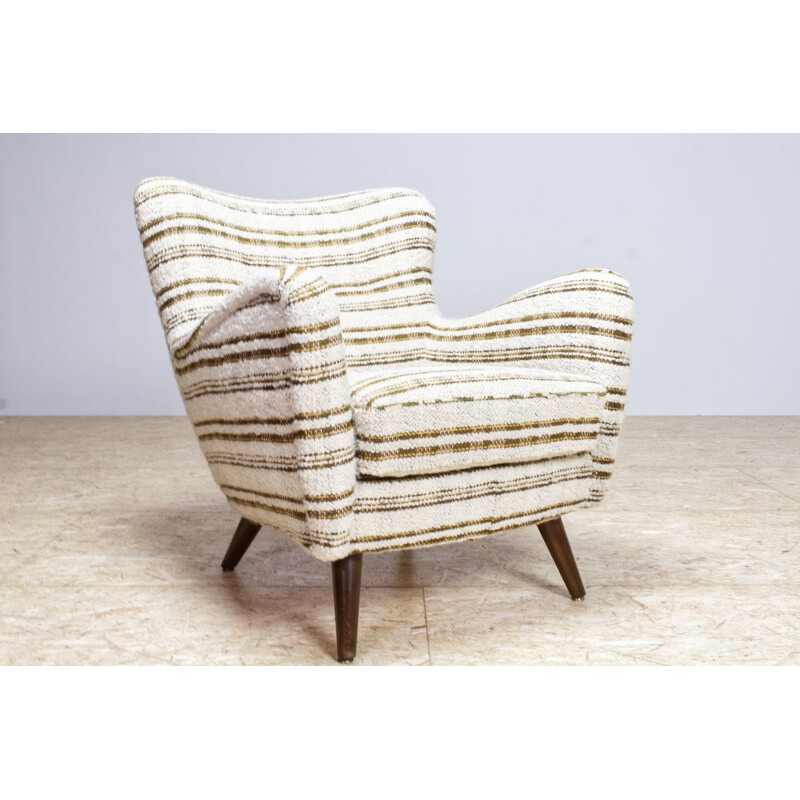 Fauteuil vintage en nounours beige de Frits Schlegel et Finn Juhl scandinave 1940