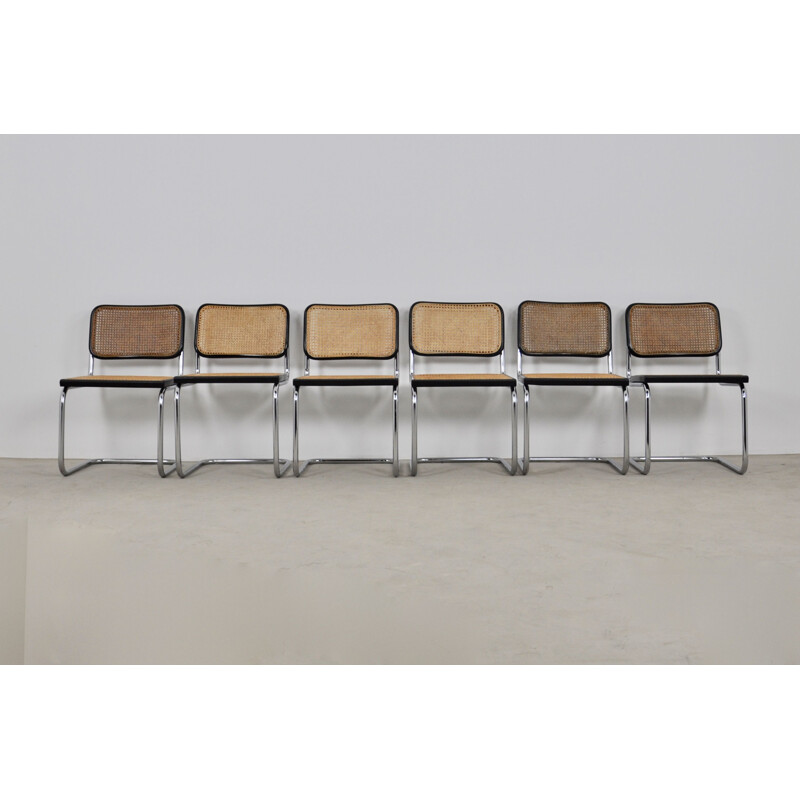 Set of 6 vintage black chairs by Marcel Breuer