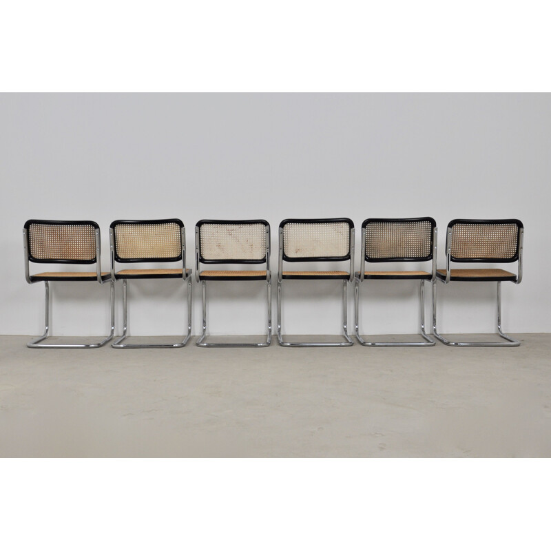 Set of 6 vintage black chairs by Marcel Breuer