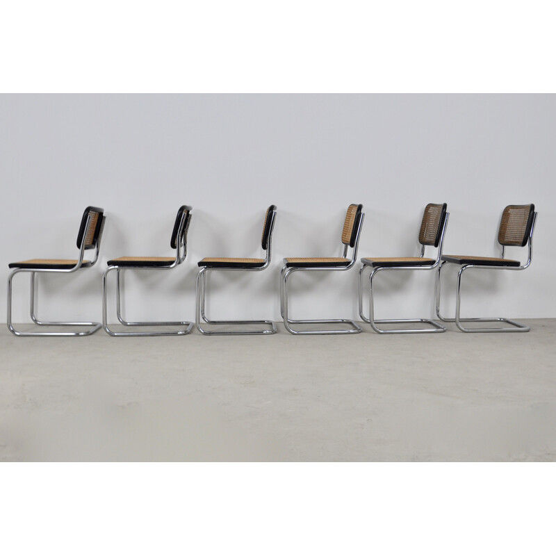 Set of 6 vintage black chairs by Marcel Breuer